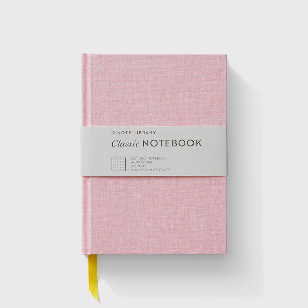 Classic notesbog, Rosa italiensk kanvas, front m. tekst
